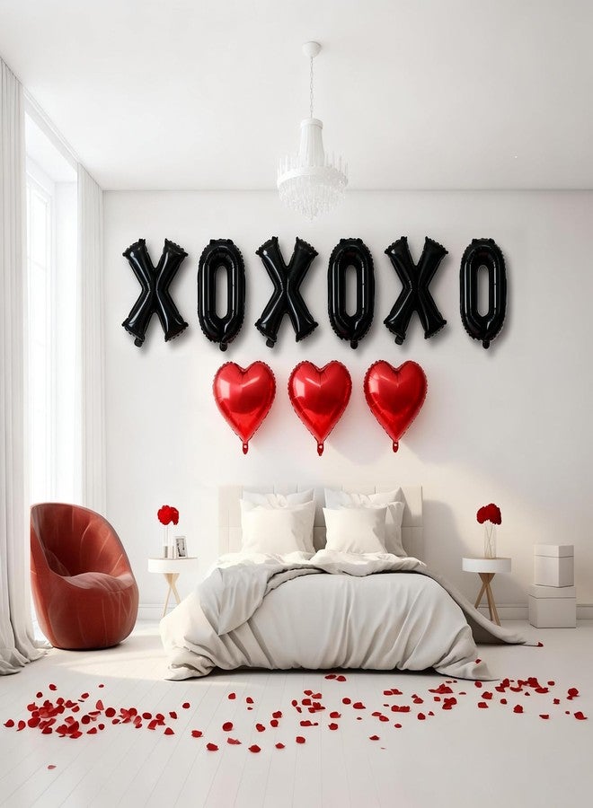 Togvu XOXO Balloons, 18 Inch Red Heart Foil Balloons, 16Inch Black Valentine Letters Mylar Foil Balloon for Valentines Day Galentines Bachelorette Wedding Bridal Shower Party Decoration Photo Props Supplies - Image 5
